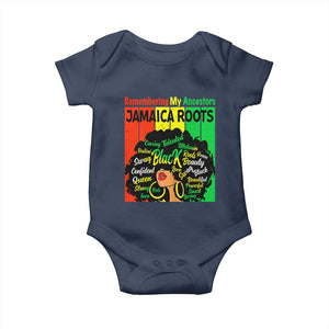 Proud Jamaican Afro Black Woman Baby Onesie Remembering My Ancestors Jamaica Pride TS10 Navy Print Your Wear