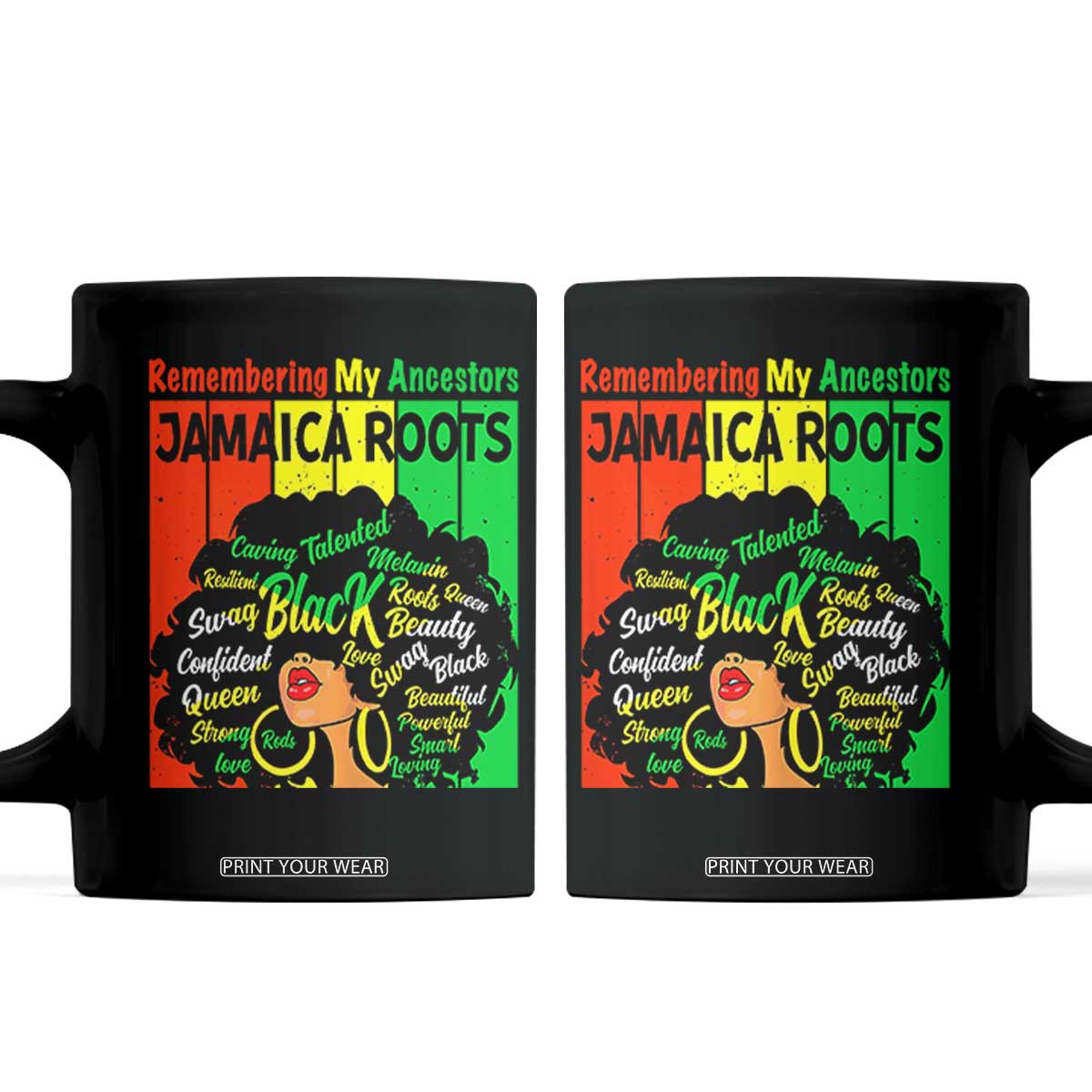 Proud Jamaican Afro Black Woman Coffee Mug Remembering My Ancestors Jamaica Pride TS10 Black Print Your Wear