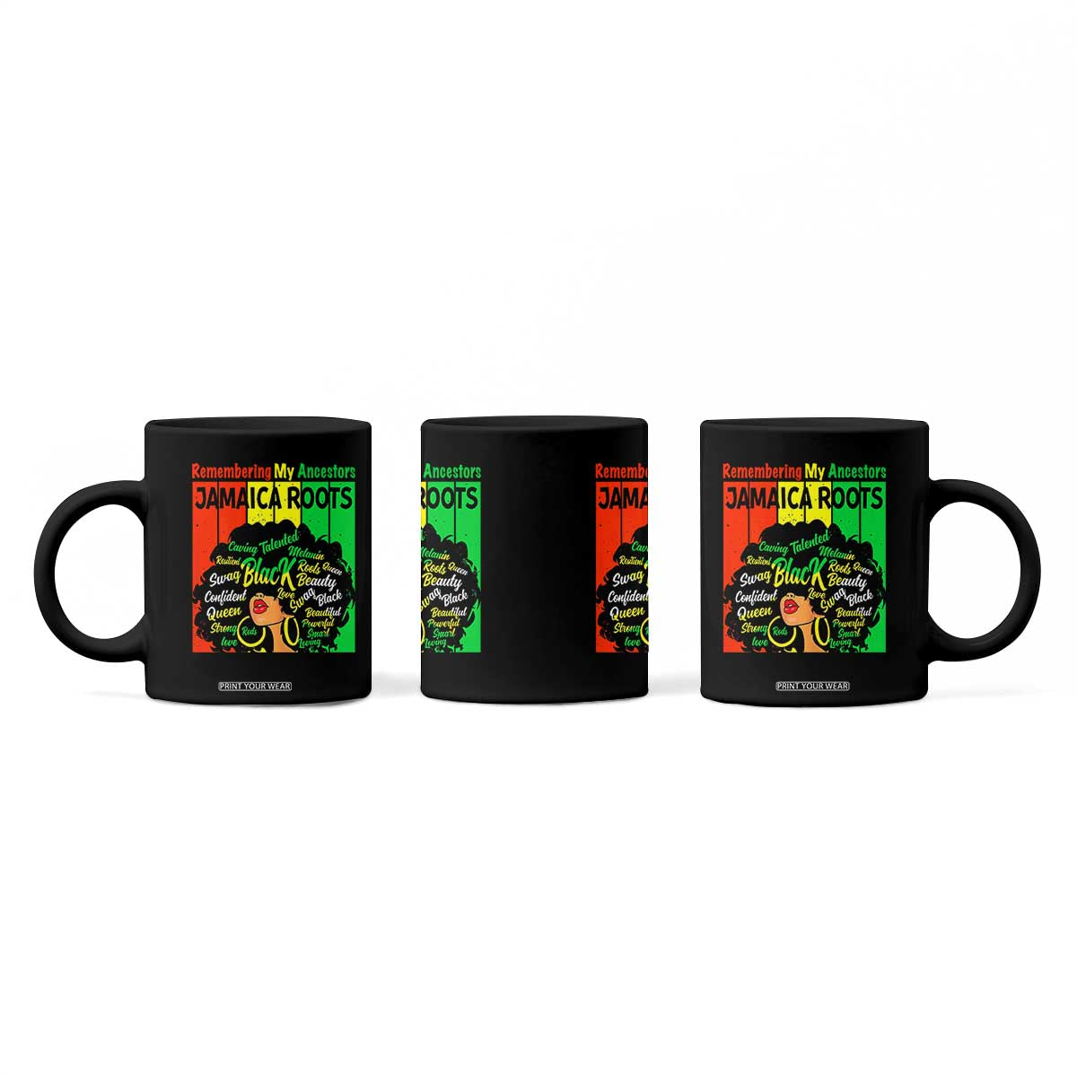 Proud Jamaican Afro Black Woman Coffee Mug Remembering My Ancestors Jamaica Pride TS10 Print Your Wear