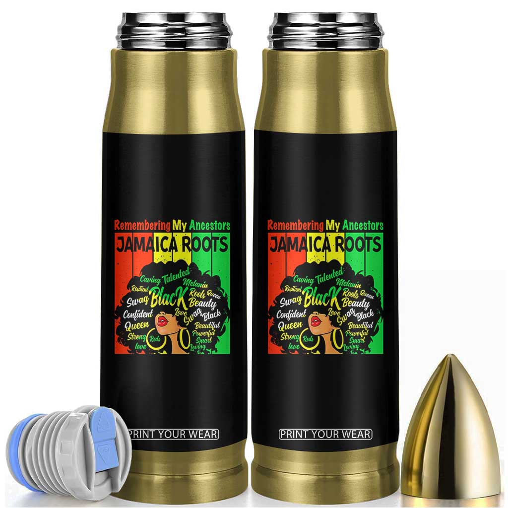 Proud Jamaican Afro Black Woman Bullet Tumbler Remembering My Ancestors Jamaica Pride TS10 Black Print Your Wear