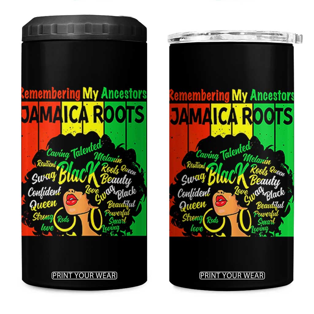 Proud Jamaican Afro Black Woman 4 in 1 Can Cooler Tumbler Remembering My Ancestors Jamaica Pride TS10 One Size: 16 oz Black Print Your Wear