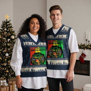 Proud Jamaican Afro Black Woman V-Neck Knit Sweater Vest Remembering My Ancestors Jamaica Pride TS10 Navy Beige Print Your Wear