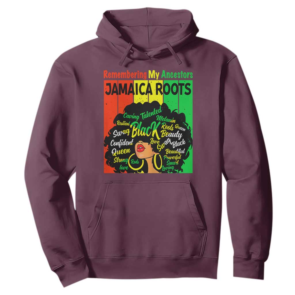 Proud Jamaican Afro Black Woman Hoodie Remembering My Ancestors Jamaica Pride TS10 Maroon Print Your Wear
