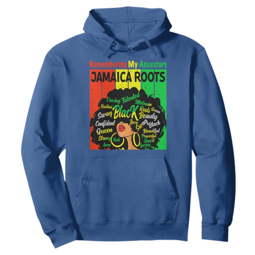 Proud Jamaican Afro Black Woman Hoodie Remembering My Ancestors Jamaica Pride TS10 Royal Blue Print Your Wear