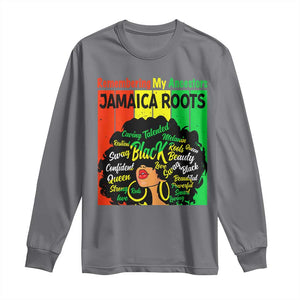 Proud Jamaican Afro Black Woman Long Sleeve Shirt Remembering My Ancestors Jamaica Pride TS10 Charcoal Print Your Wear