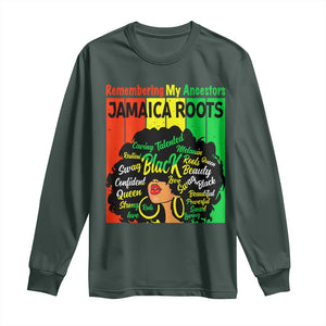 Proud Jamaican Afro Black Woman Long Sleeve Shirt Remembering My Ancestors Jamaica Pride TS10 Dark Forest Green Print Your Wear