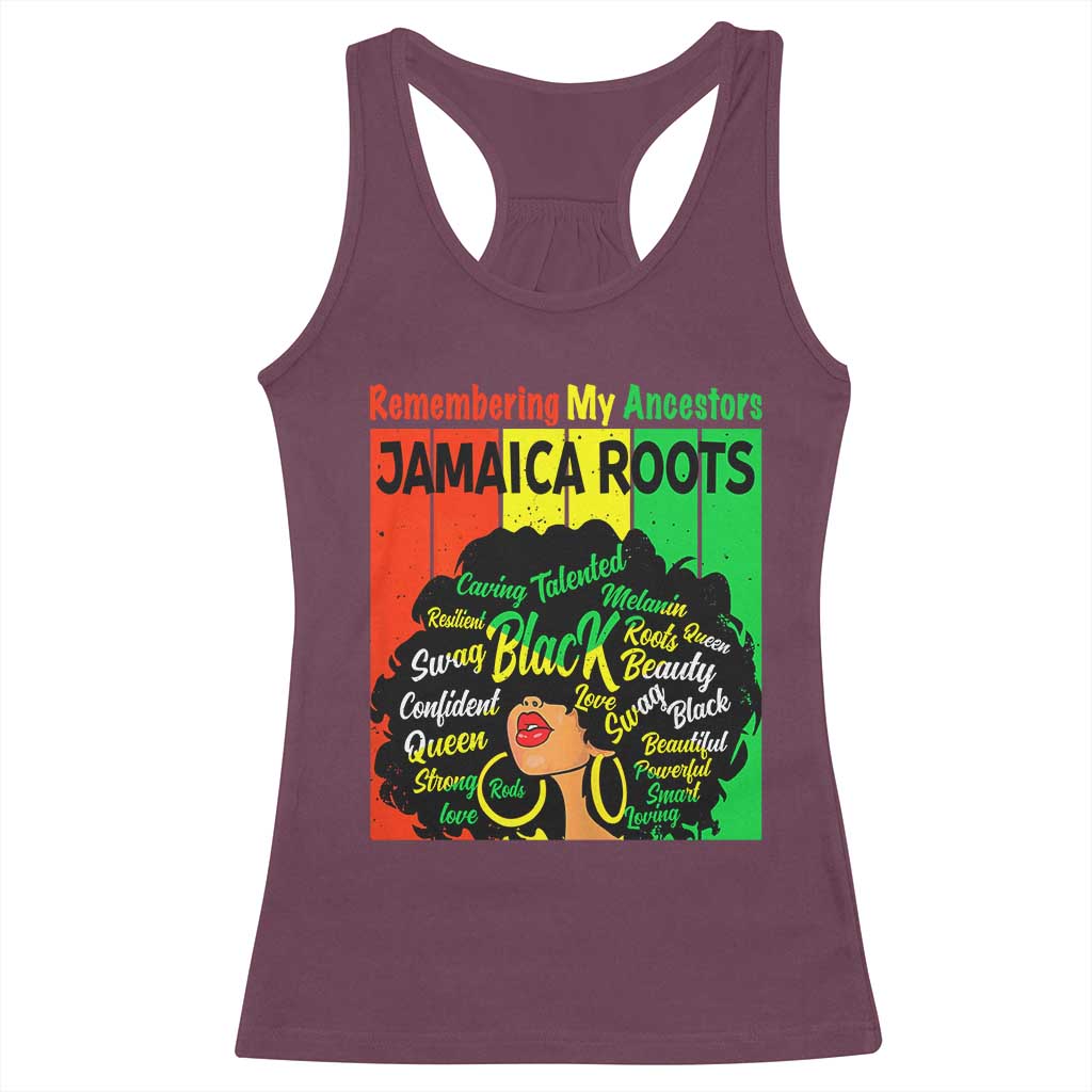 Proud Jamaican Afro Black Woman Racerback Tank Top Remembering My Ancestors Jamaica Pride TS10 Maroon Print Your Wear