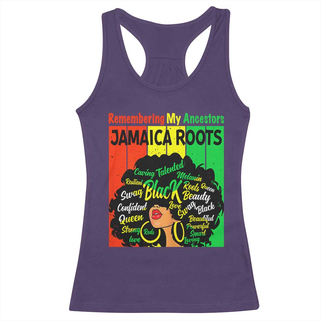 Proud Jamaican Afro Black Woman Racerback Tank Top Remembering My Ancestors Jamaica Pride TS10 Purple Print Your Wear