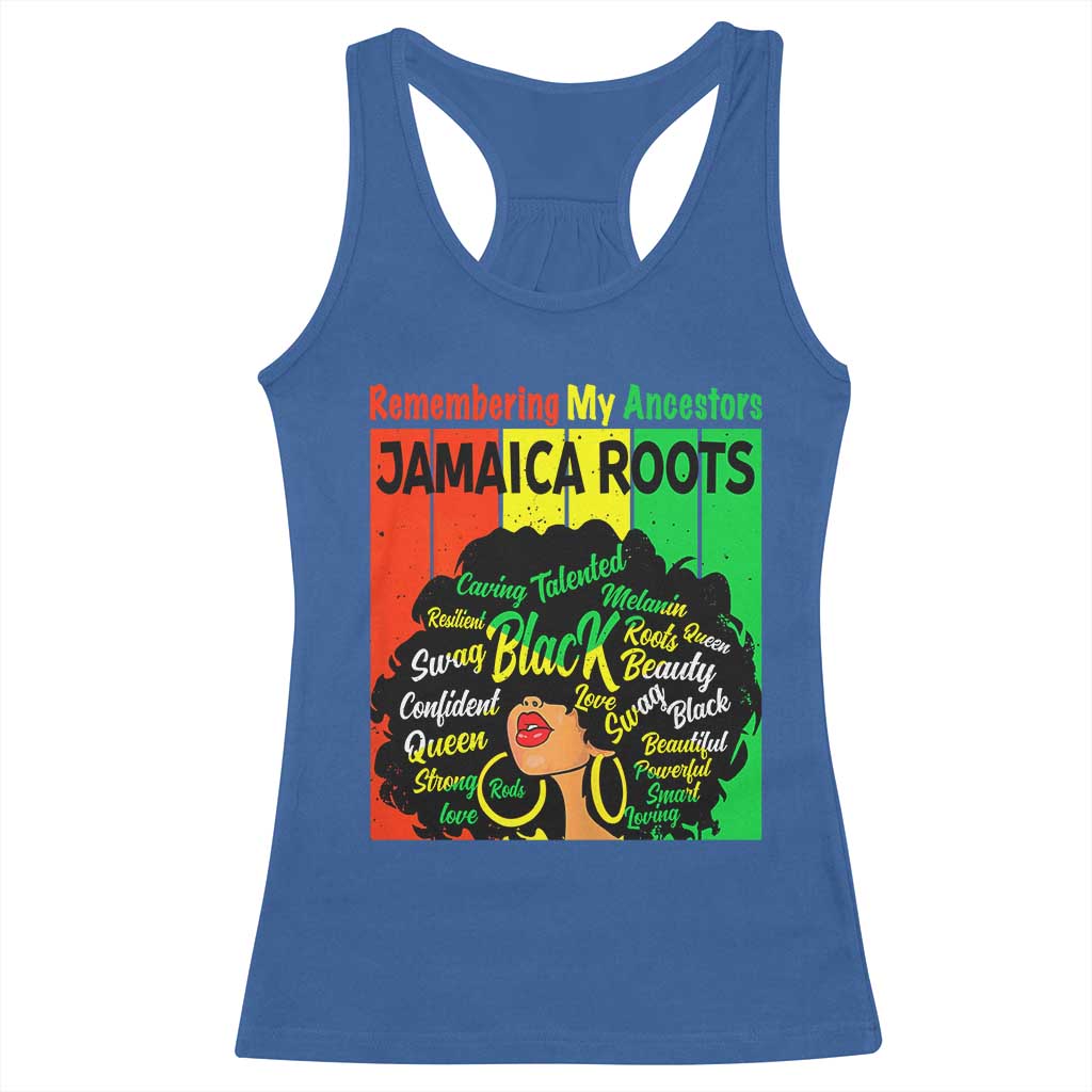 Proud Jamaican Afro Black Woman Racerback Tank Top Remembering My Ancestors Jamaica Pride TS10 Royal Blue Print Your Wear