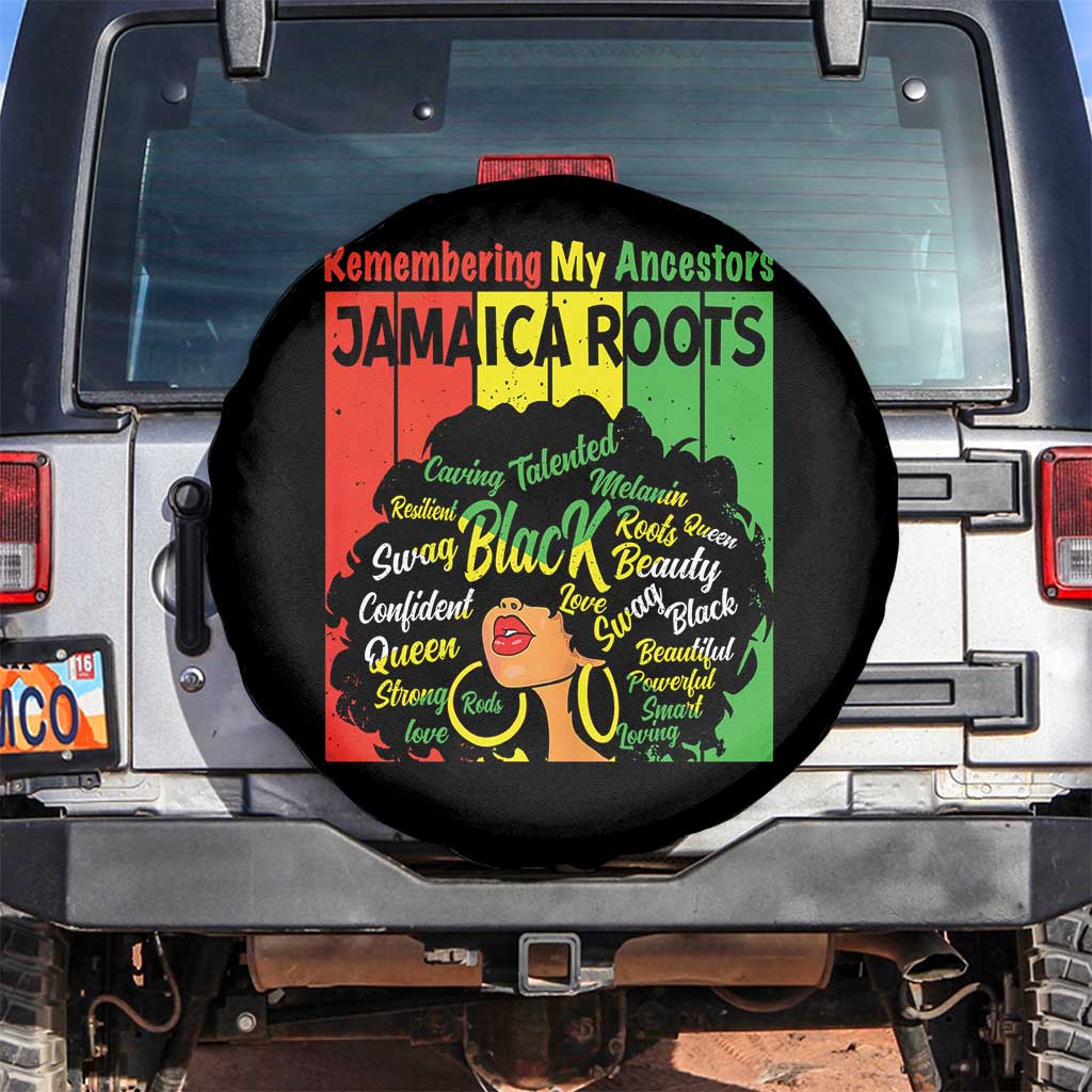 Proud Jamaican Afro Black Woman Spare Tire Cover Remembering My Ancestors Jamaica Pride TS10 No hole Black Print Your Wear