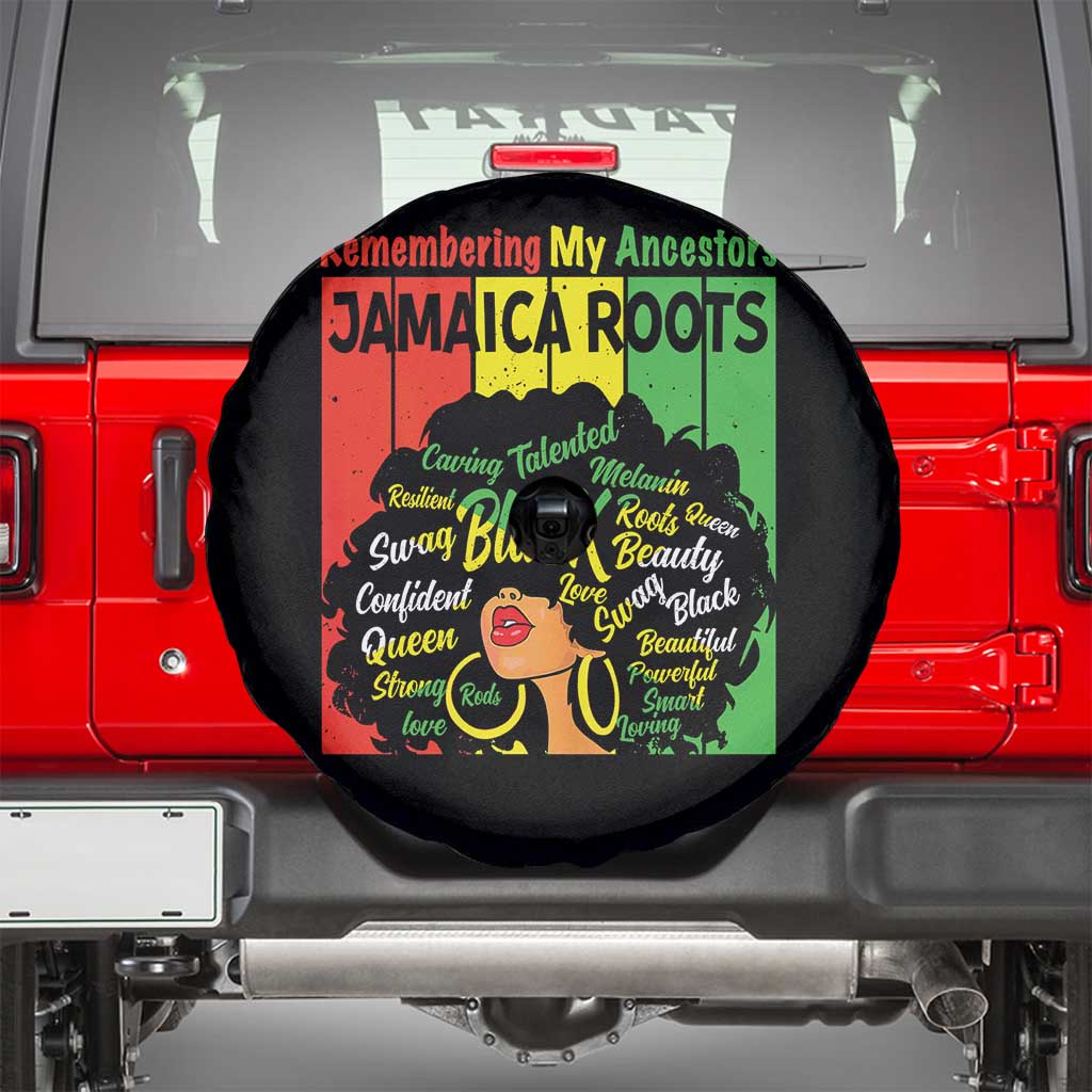 Proud Jamaican Afro Black Woman Spare Tire Cover Remembering My Ancestors Jamaica Pride TS10 Black Print Your Wear