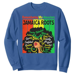 Proud Jamaican Afro Black Woman Sweatshirt Remembering My Ancestors Jamaica Pride TS10 Royal Blue Print Your Wear