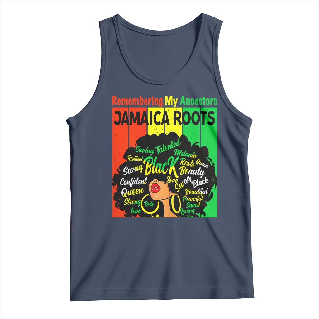 Proud Jamaican Afro Black Woman Tank Top Remembering My Ancestors Jamaica Pride TS10 Navy Print Your Wear