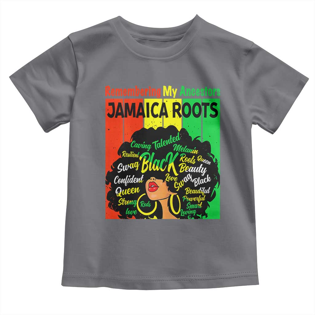 Proud Jamaican Afro Black Woman Toddler T Shirt Remembering My Ancestors Jamaica Pride TS10 Charcoal Print Your Wear
