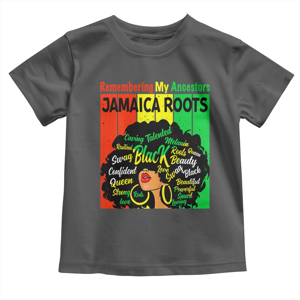 Proud Jamaican Afro Black Woman Toddler T Shirt Remembering My Ancestors Jamaica Pride TS10 Dark Heather Print Your Wear