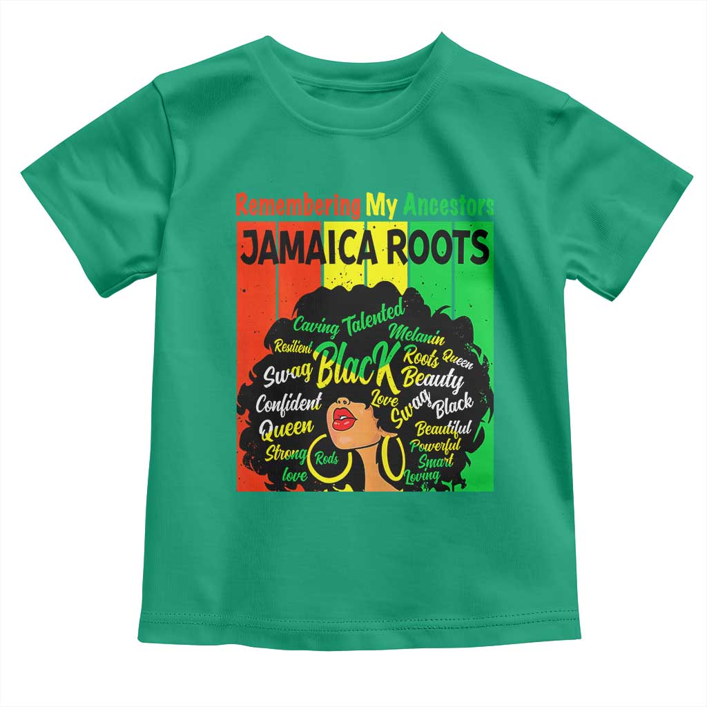 Proud Jamaican Afro Black Woman Toddler T Shirt Remembering My Ancestors Jamaica Pride TS10 Irish Green Print Your Wear