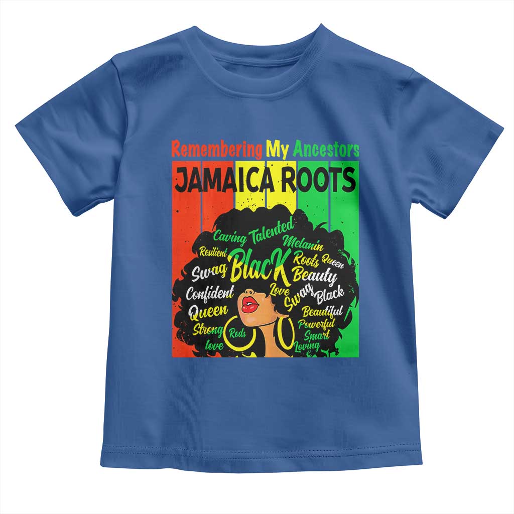Proud Jamaican Afro Black Woman Toddler T Shirt Remembering My Ancestors Jamaica Pride TS10 Royal Blue Print Your Wear