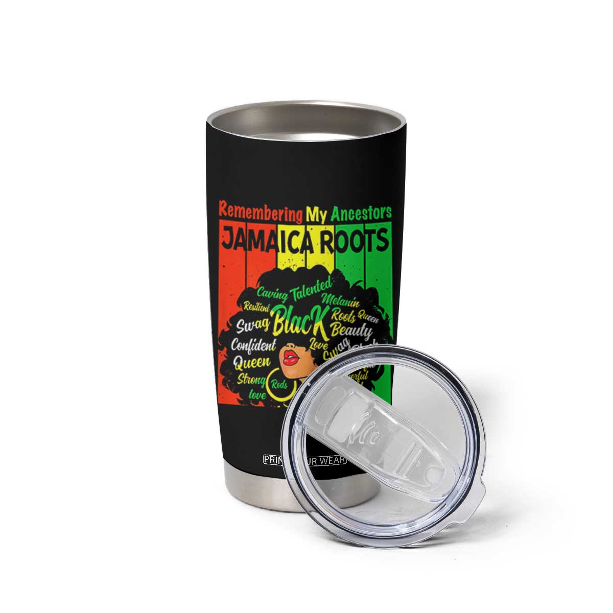 Proud Jamaican Afro Black Woman Tumbler Cup Remembering My Ancestors Jamaica Pride TS10 Print Your Wear
