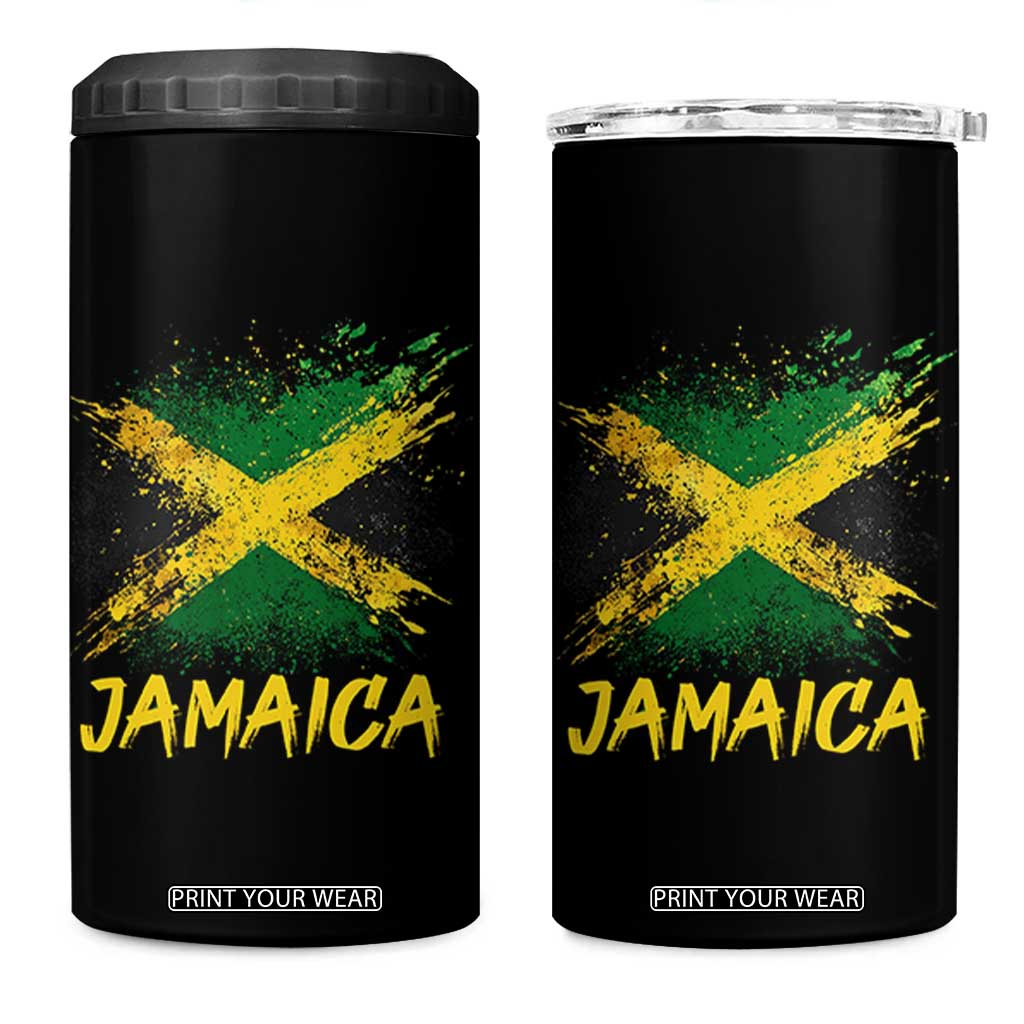 Jamaica 4 in 1 Can Cooler Tumbler Retro Vintage Watercolors Sport Jamaican Flag TS10 One Size: 16 oz Black Print Your Wear