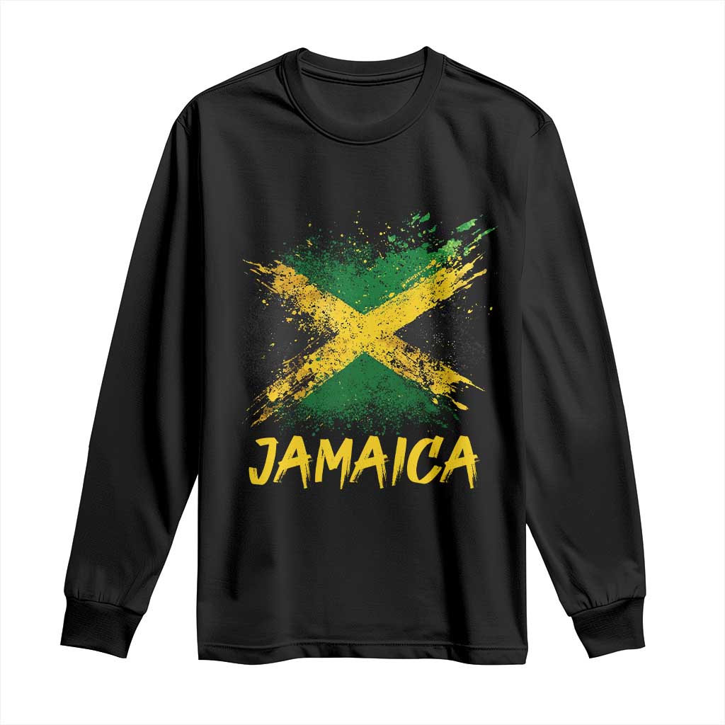 Jamaica Long Sleeve Shirt Retro Vintage Watercolors Sport Jamaican Flag TS10 Black Print Your Wear