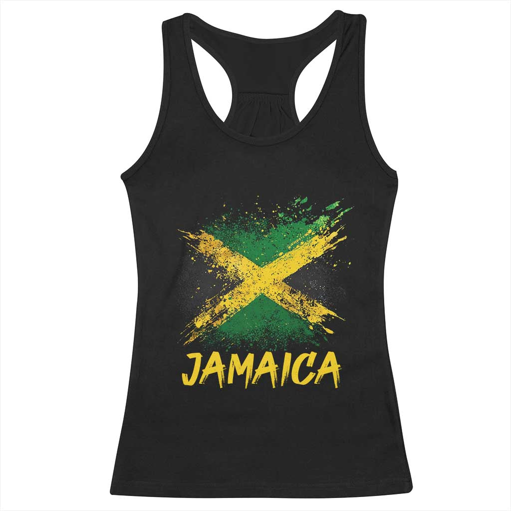 Jamaica Racerback Tank Top Retro Vintage Watercolors Sport Jamaican Flag TS10 Black Print Your Wear