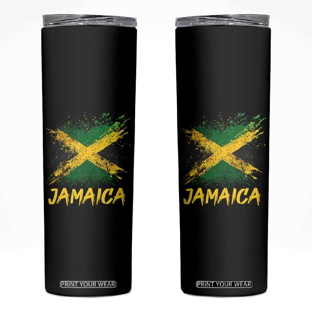 Jamaica Skinny Tumbler Retro Vintage Watercolors Sport Jamaican Flag TS10 Black Print Your Wear