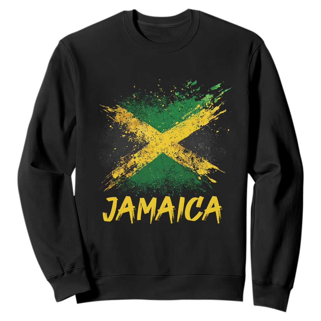Jamaica Sweatshirt Retro Vintage Watercolors Sport Jamaican Flag TS10 Black Print Your Wear