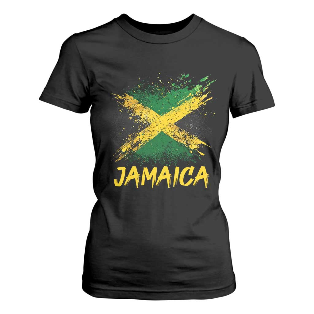 Jamaica T Shirt For Women Retro Vintage Watercolors Sport Jamaican Flag TS10 Black Print Your Wear