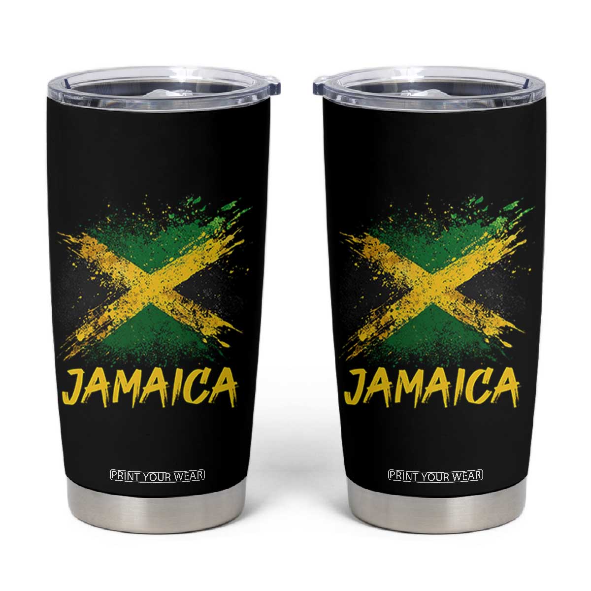 Jamaica Tumbler Cup Retro Vintage Watercolors Sport Jamaican Flag TS10 Black Print Your Wear