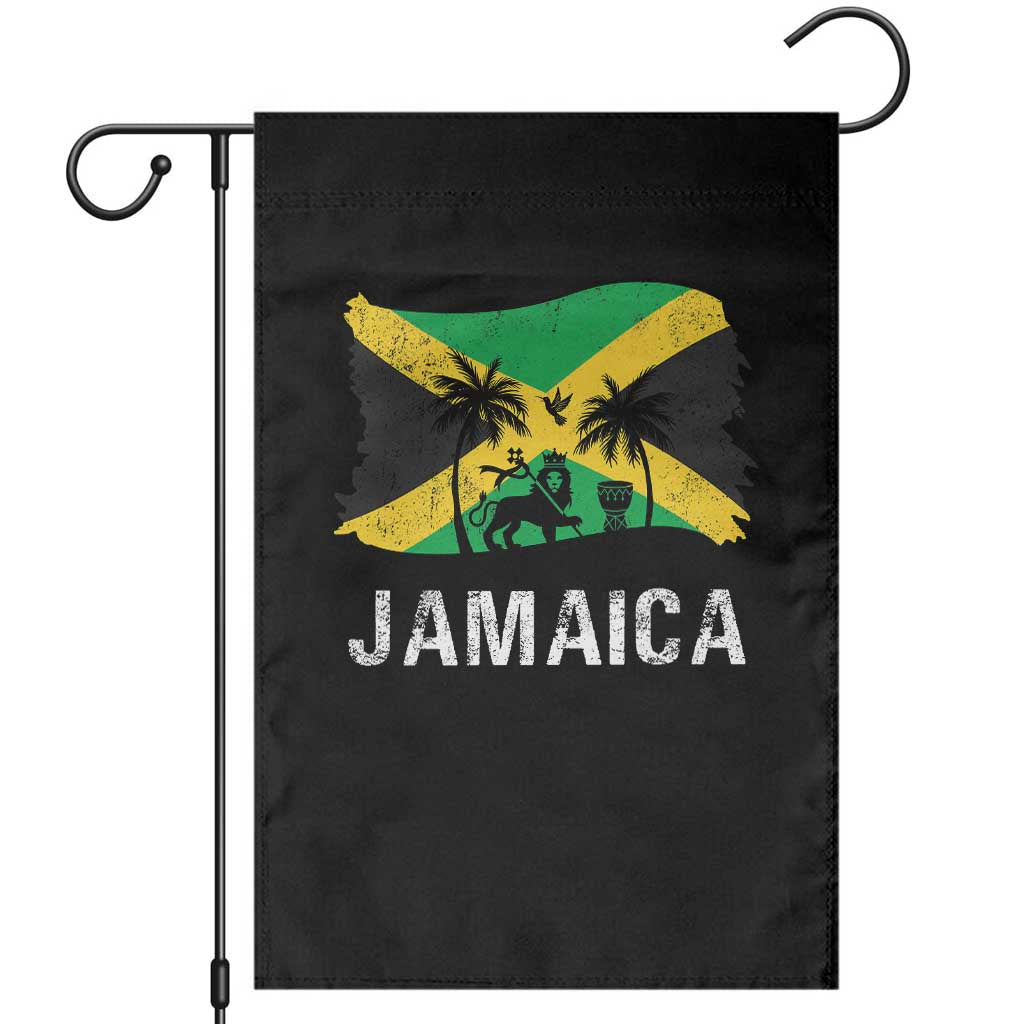 Jamaica Garden Flag Retro Vintage Jamaican Pride Flag Lion Of Judah TS10 Black Print Your Wear
