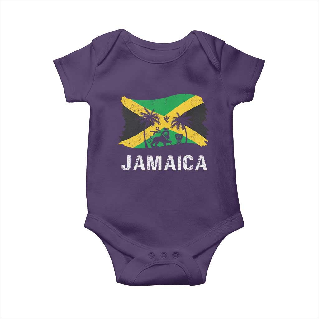 Jamaica Baby Onesie Retro Vintage Jamaican Pride Flag Lion Of Judah TS10 Purple Print Your Wear