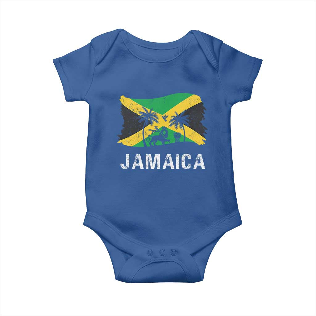 Jamaica Baby Onesie Retro Vintage Jamaican Pride Flag Lion Of Judah TS10 Royal Blue Print Your Wear
