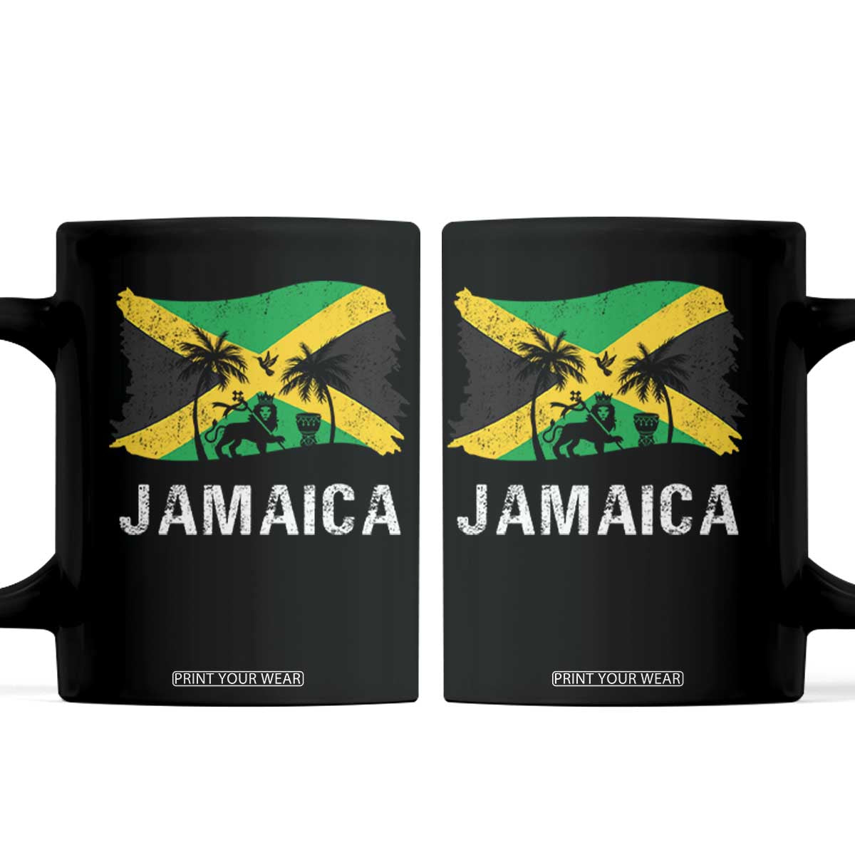 Jamaica Coffee Mug Retro Vintage Jamaican Pride Flag Lion Of Judah TS10 Black Print Your Wear