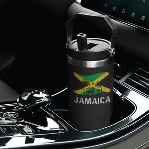 Jamaica Flip Straw Tumbler Retro Vintage Jamaican Pride Flag Lion Of Judah TS10 Print Your Wear