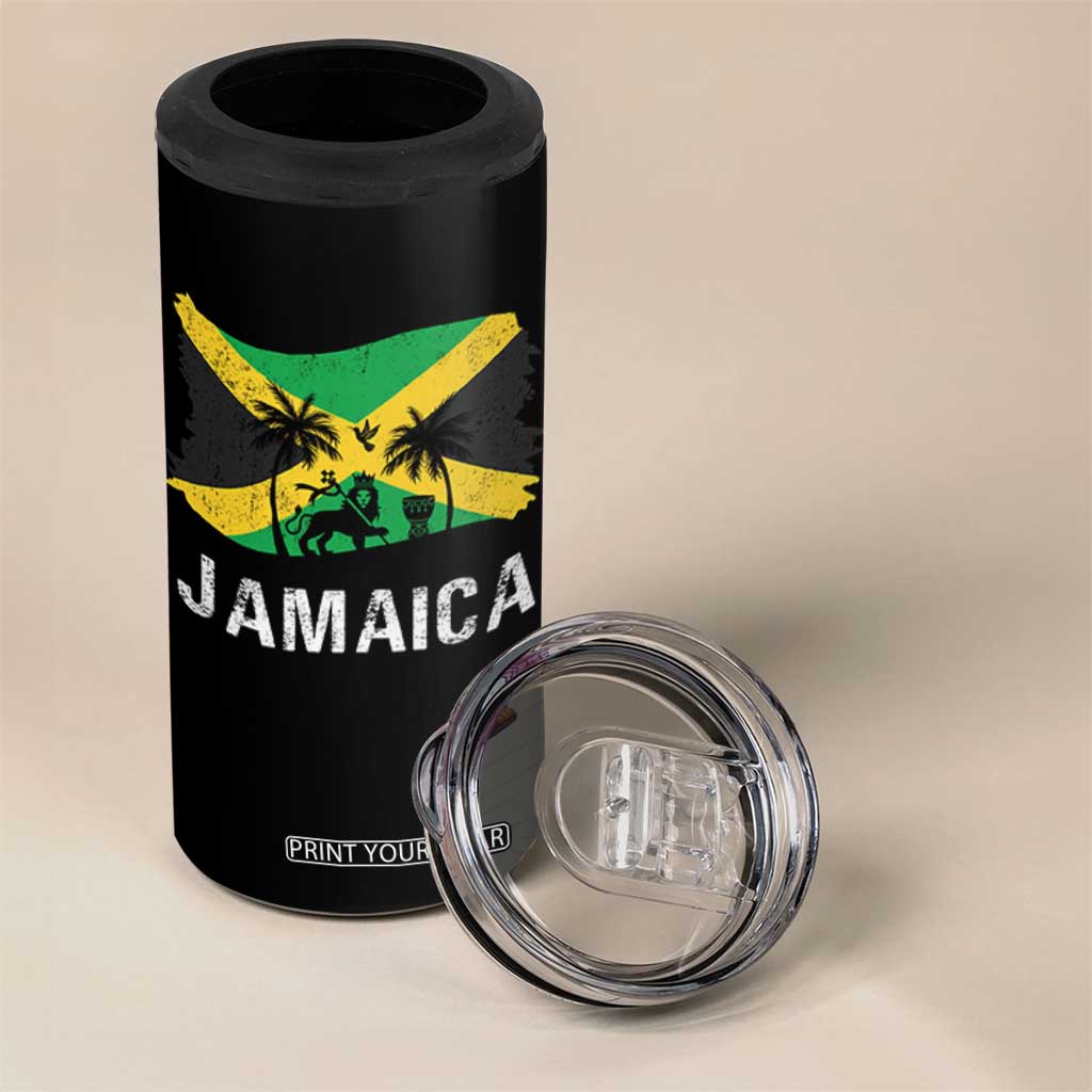 Jamaica 4 in 1 Can Cooler Tumbler Retro Vintage Jamaican Pride Flag Lion Of Judah TS10 Print Your Wear