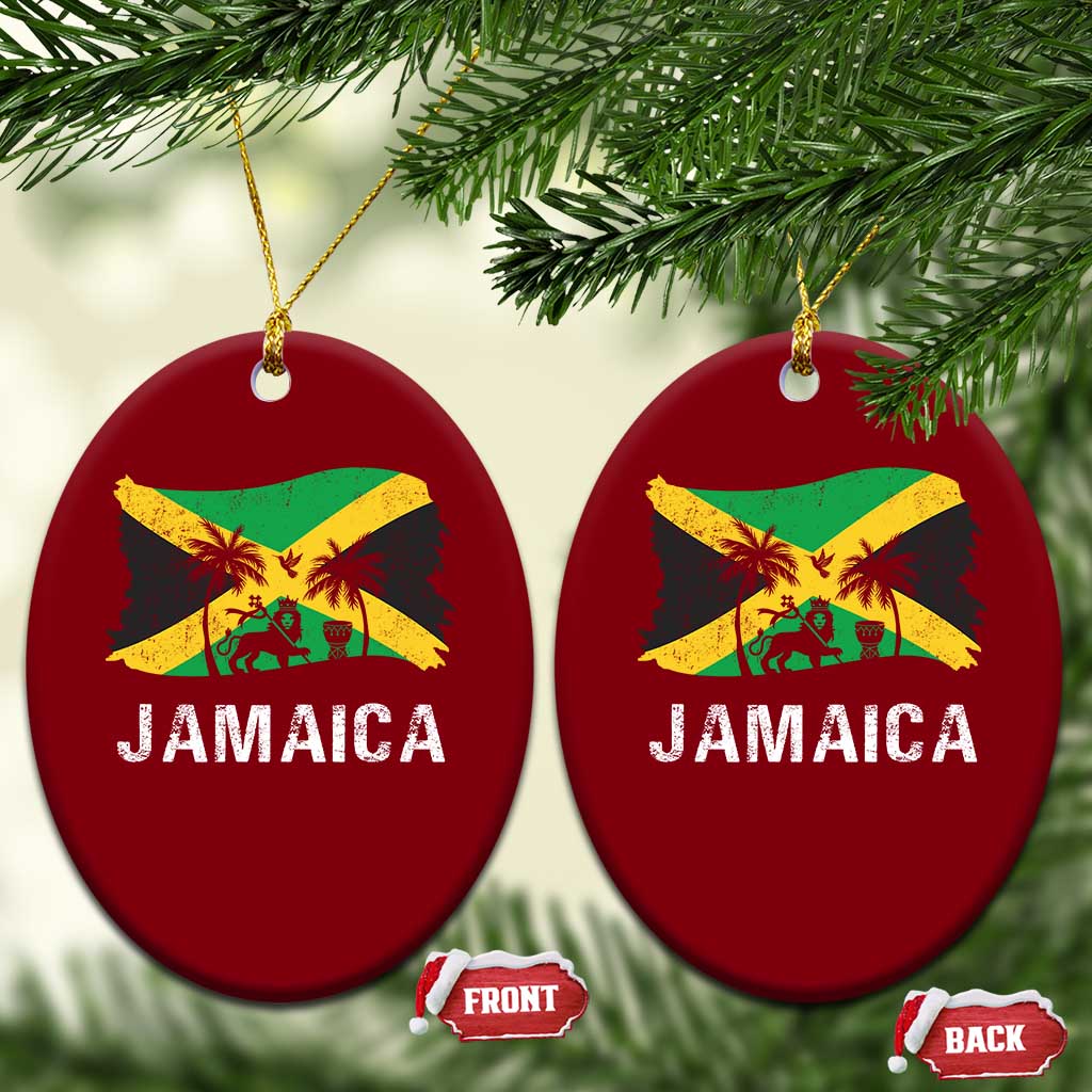 Jamaica Ceramic Ornament Retro Vintage Jamaican Pride Flag Lion Of Judah TS10 Print Your Wear