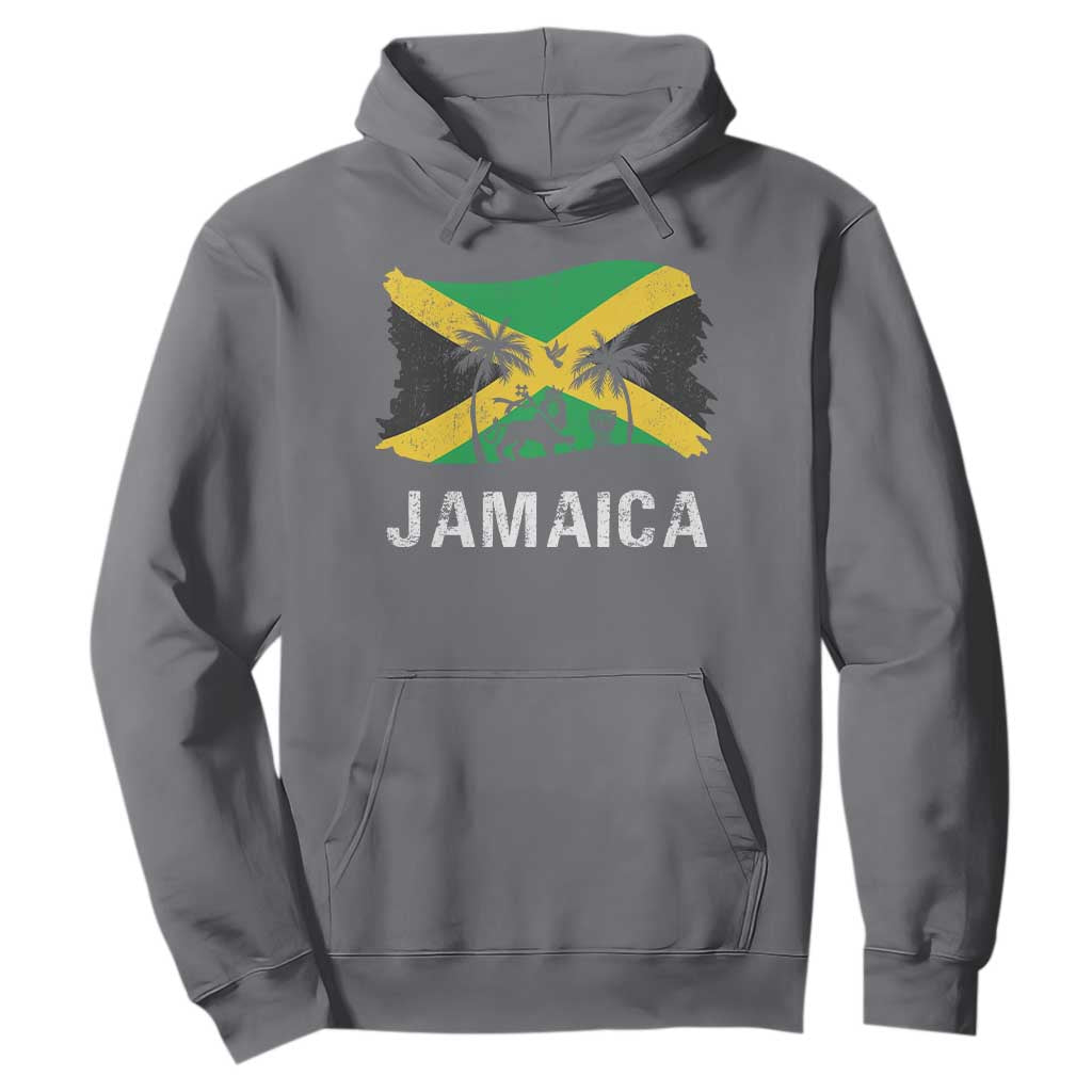 Jamaica Hoodie Retro Vintage Jamaican Pride Flag Lion Of Judah TS10 Charcoal Print Your Wear
