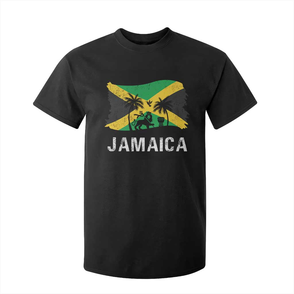 Jamaica T Shirt For Kid Retro Vintage Jamaican Pride Flag Lion Of Judah TS10 Black Print Your Wear
