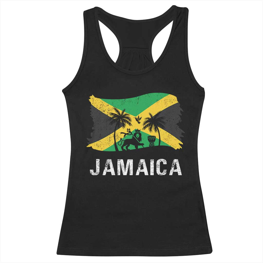 Jamaica Racerback Tank Top Retro Vintage Jamaican Pride Flag Lion Of Judah TS10 Black Print Your Wear