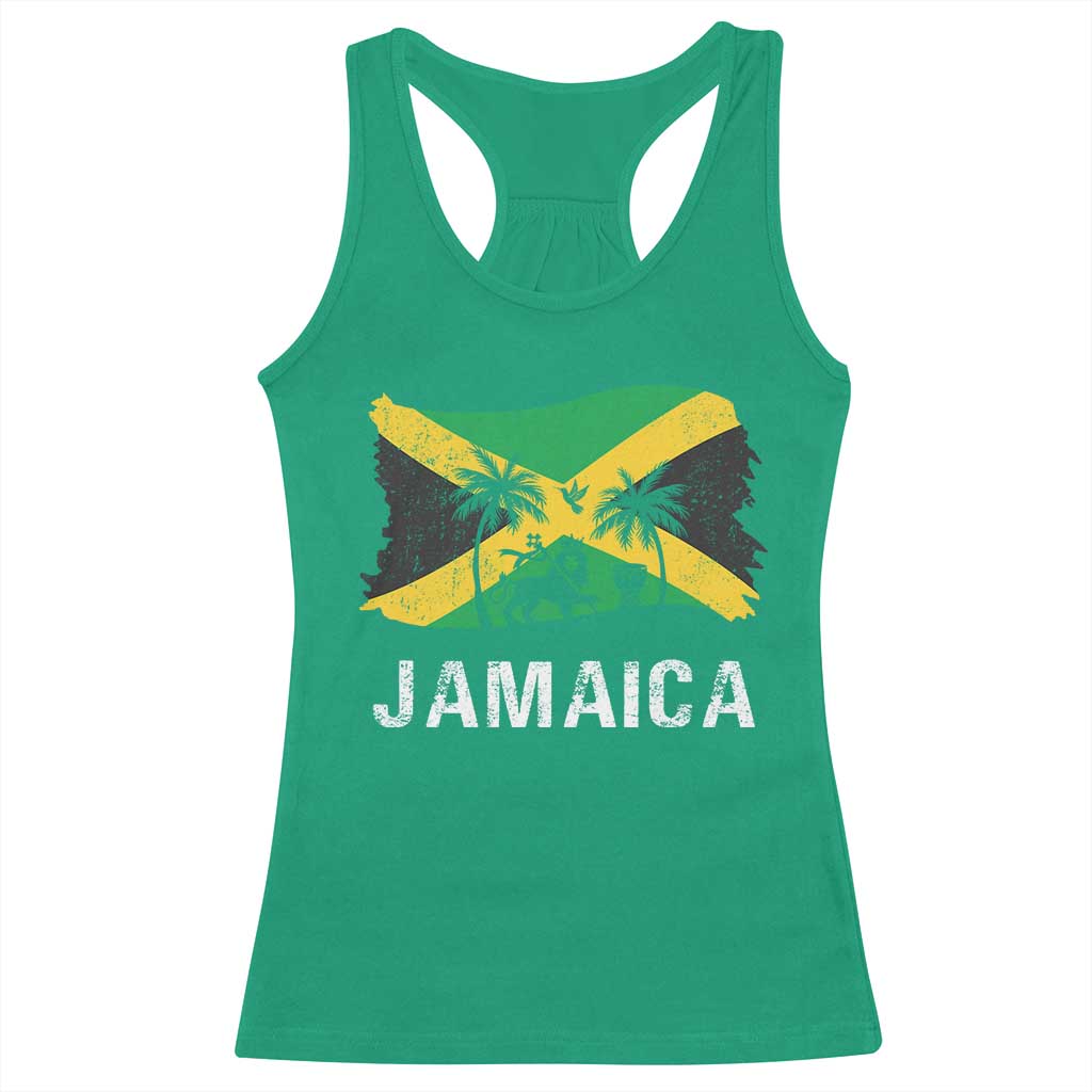 Jamaica Racerback Tank Top Retro Vintage Jamaican Pride Flag Lion Of Judah TS10 Irish Green Print Your Wear
