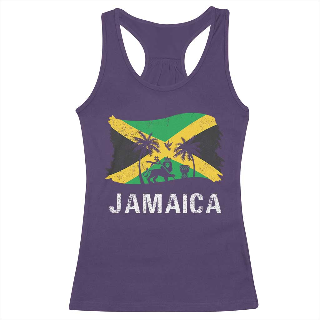 Jamaica Racerback Tank Top Retro Vintage Jamaican Pride Flag Lion Of Judah TS10 Purple Print Your Wear