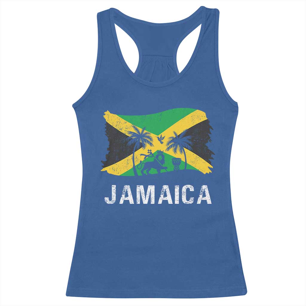 Jamaica Racerback Tank Top Retro Vintage Jamaican Pride Flag Lion Of Judah TS10 Royal Blue Print Your Wear