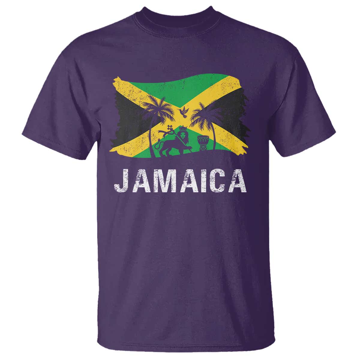 Jamaica T Shirt Retro Vintage Jamaican Pride Flag Lion Of Judah TS10 Purple Print Your Wear