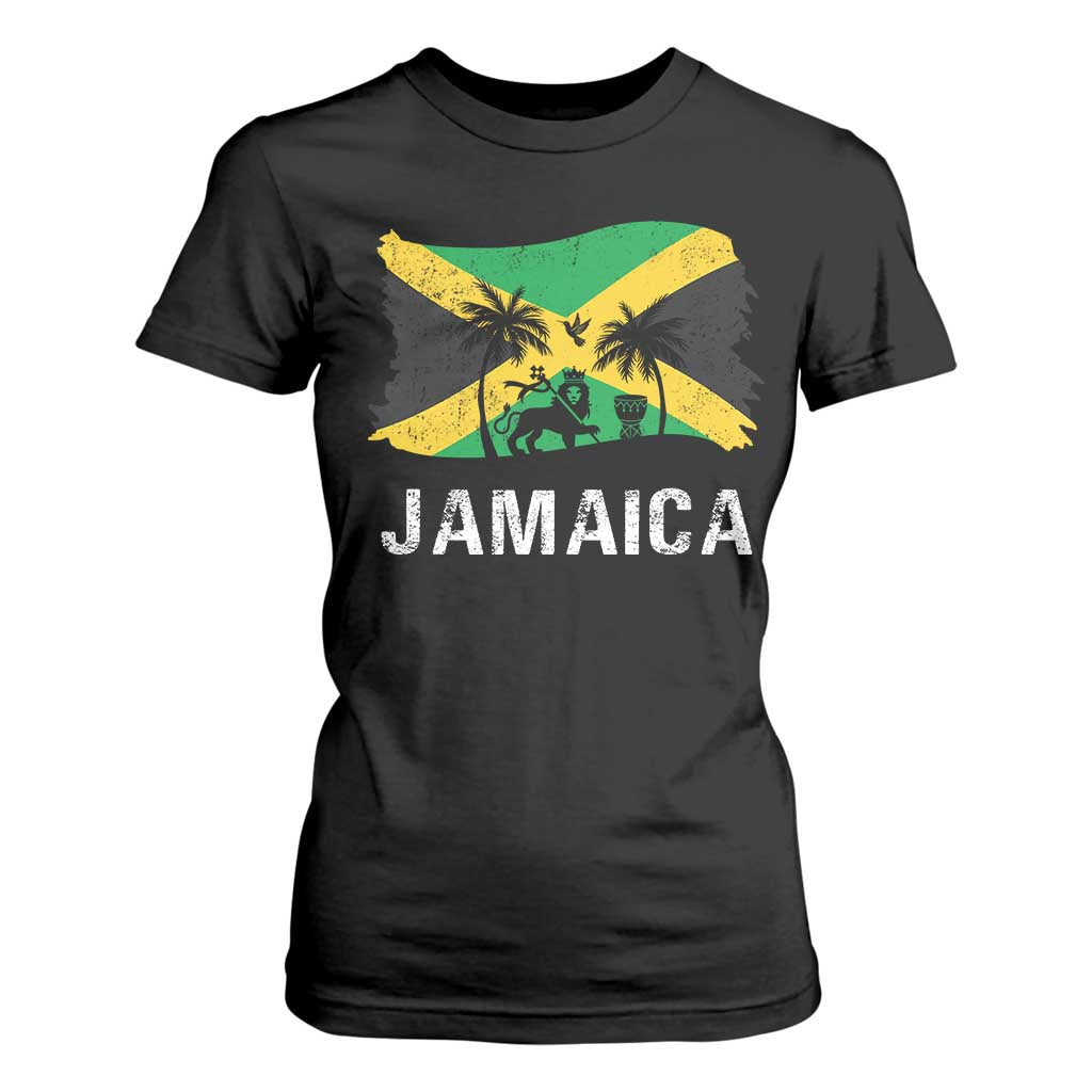Jamaica T Shirt For Women Retro Vintage Jamaican Pride Flag Lion Of Judah TS10 Black Print Your Wear