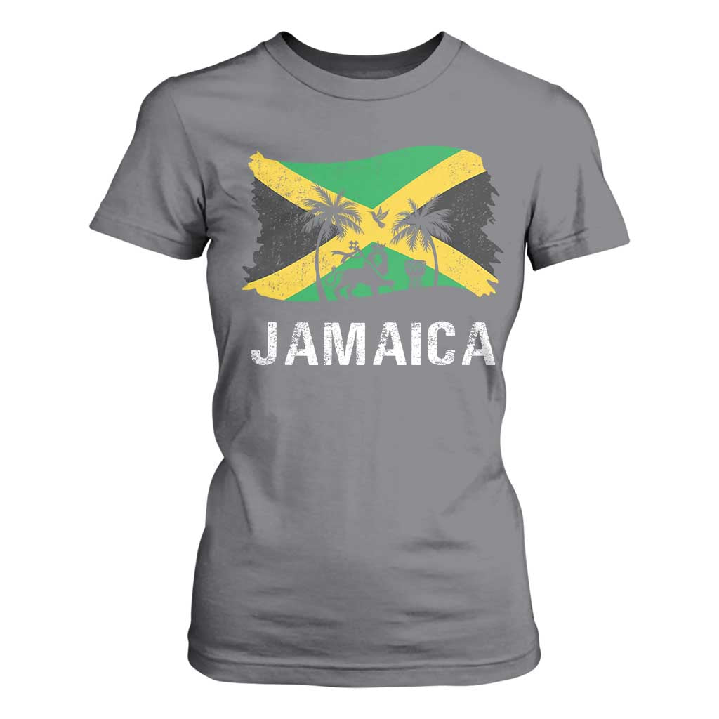 Jamaica T Shirt For Women Retro Vintage Jamaican Pride Flag Lion Of Judah TS10 Charcoal Print Your Wear