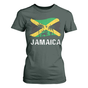 Jamaica T Shirt For Women Retro Vintage Jamaican Pride Flag Lion Of Judah TS10 Dark Forest Green Print Your Wear