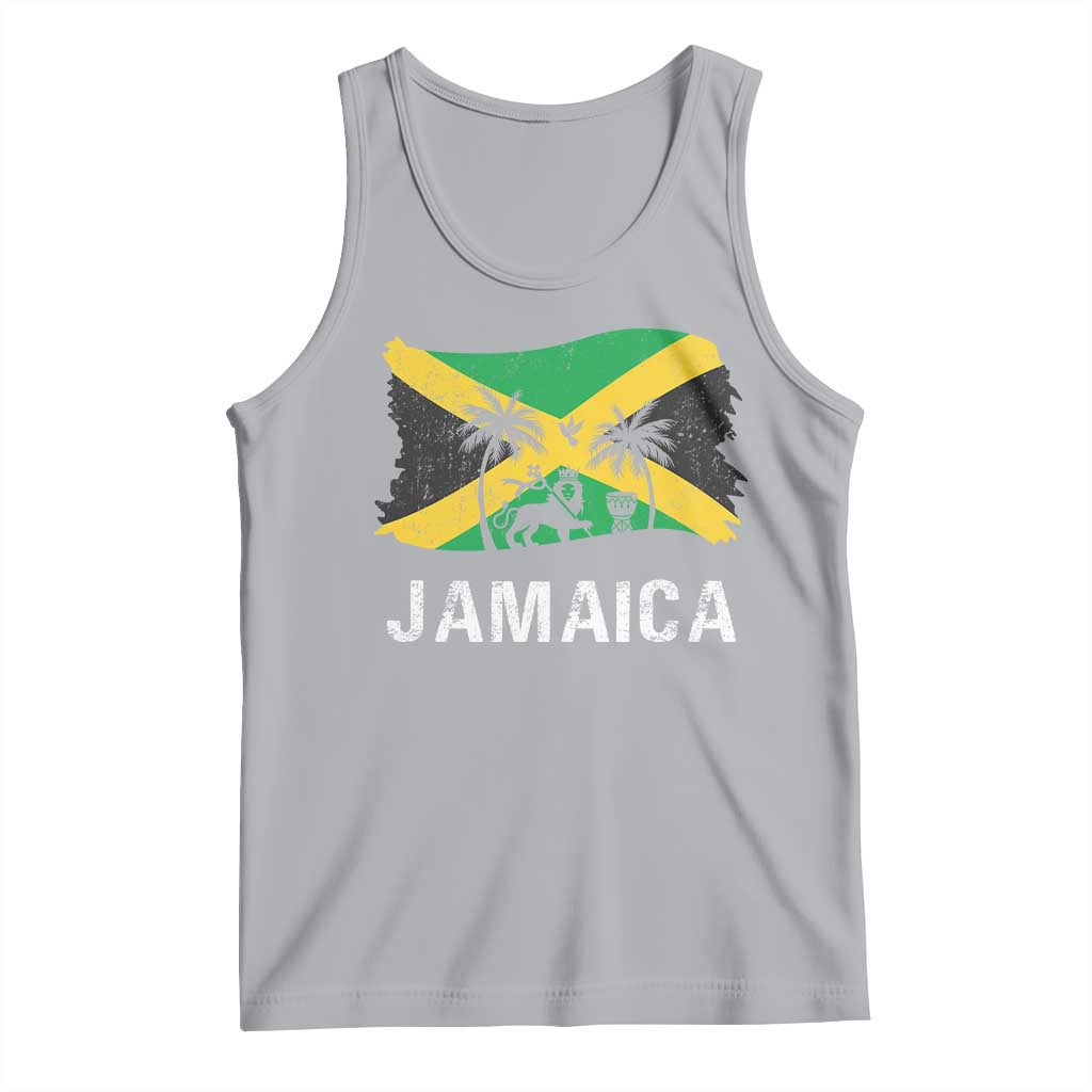 Jamaica Tank Top Retro Vintage Jamaican Pride Flag Lion Of Judah TS10 Athletic Heather Print Your Wear