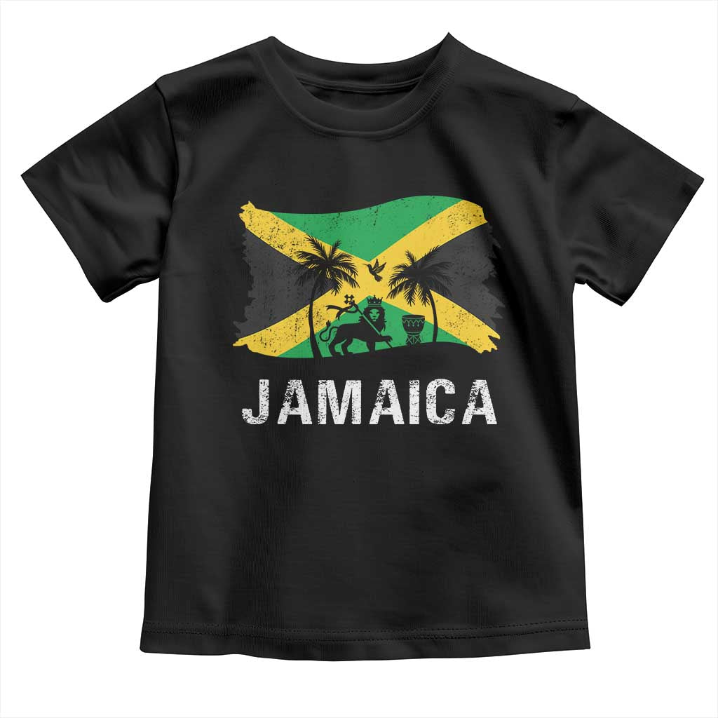 Jamaica Toddler T Shirt Retro Vintage Jamaican Pride Flag Lion Of Judah TS10 Black Print Your Wear