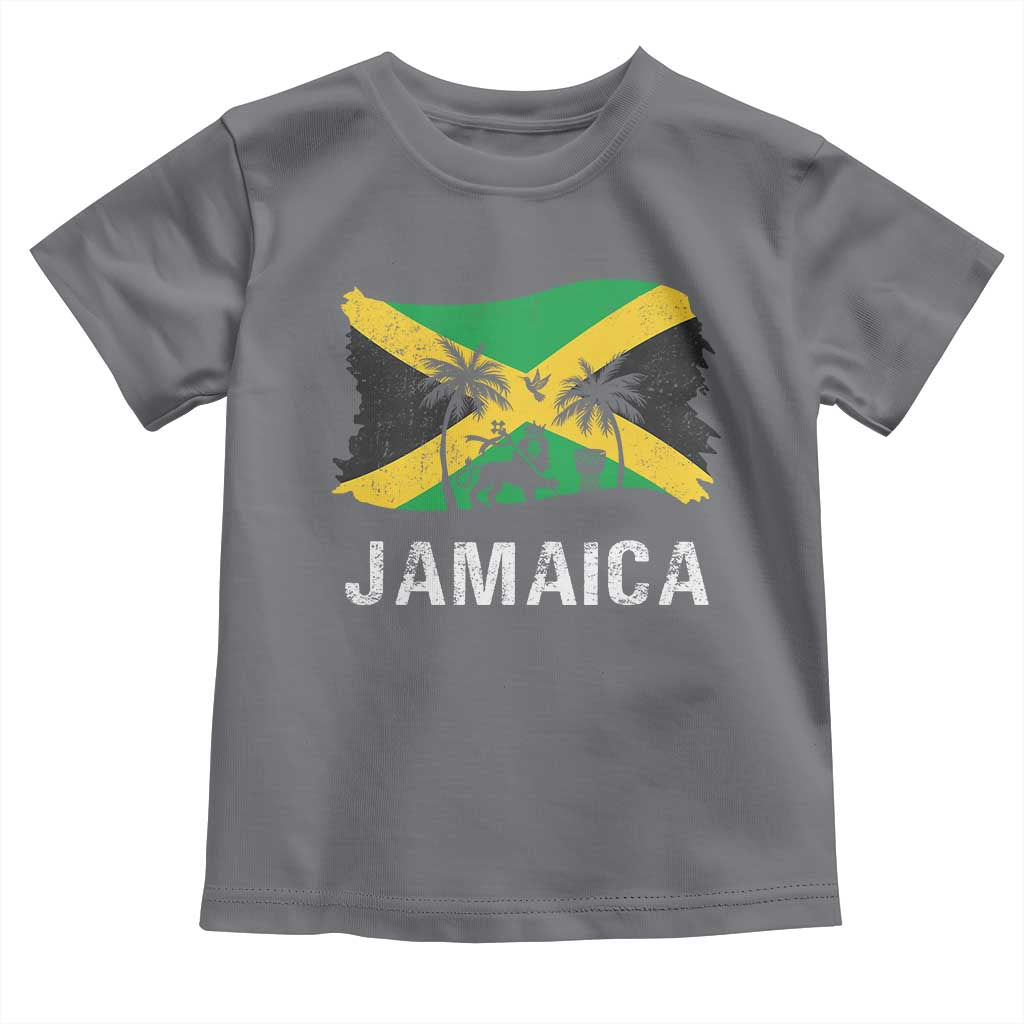 Jamaica Toddler T Shirt Retro Vintage Jamaican Pride Flag Lion Of Judah TS10 Charcoal Print Your Wear