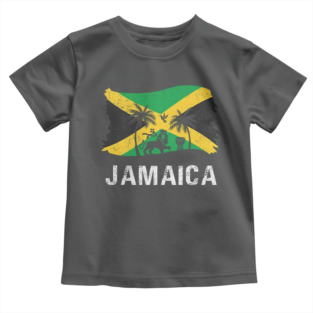 Jamaica Toddler T Shirt Retro Vintage Jamaican Pride Flag Lion Of Judah TS10 Dark Heather Print Your Wear